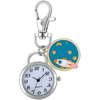 Avaner Schlüsselanhänger Taschenuhr, Rucksack Gürtel Taschenuhr, Schlüsselanhänger Uhr mit Anhänger, Clip on Schlüsselschnalle Revers Uhr für Damen und Herren
