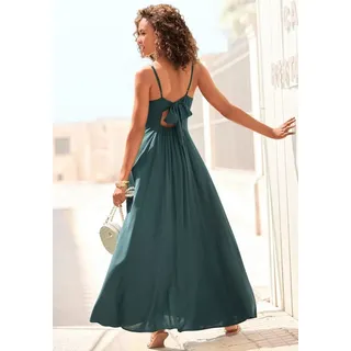 LASCANA Maxikleid Unifarben Dunkelgrün 40