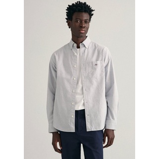 Gant Langarmhemd Regular Fit Oxford Hemd strukturiert langlebig dicker gestreift mit dezenter Logostickerei blau XXL