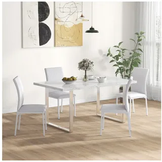 Homcom Esszimmerstuhl Kunstleder weiß 4er Set