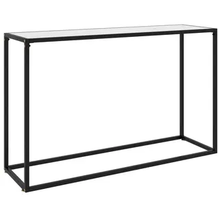 furnicato Konsolentisch 120 x 35 x 75 cm Weiß mit gehärtetem Glas und Stahl (1-St), Elegante Beistelltisch-Variante mit Marmor-Optik für das Wohnzimmer weiß 35 cm x 75 cm x 120 cm