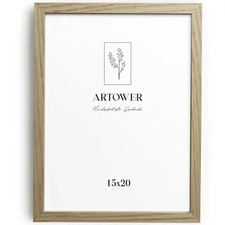 Artower® Bilderrahmen für 15 x 20 cm Natur Holz Eiche Dünner Rahmen | Posterrahmen Groß Vintage Collage | Picture Frame 15x20cm | Holzrahmen Holz-Bilderrahmen | Holzbilderrahmen Poster Rahmen Echtholz