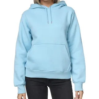 Smith & Solo Hoodie Damen – Kapuzenpullover Frauen Baumwolle Long, mit Kapuze Pullover Sweatshirt Rundhals, Slim Fit Freizeit Sport Langarmshirt, Hoodies Training - Pulli Streetwear Hellblau XS - XS