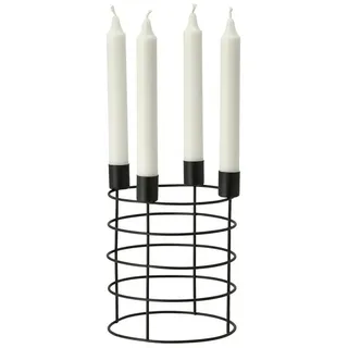 Spetebo Adventskranz Metall Advents Kerzenständer schwarz 15 cm - rund, Moderner runder Advents Kerzenleuchter für 4 Stabkerzen schwarz Ø 15 cm x 15 cm x 19 cm