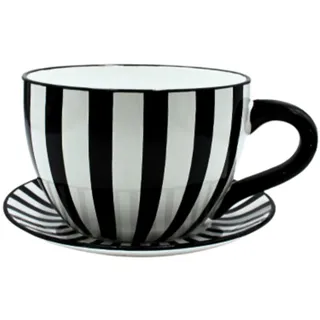 Dekohelden24 Pflanztasse 34 x 28 x 16 cm Schwarz/Weiß