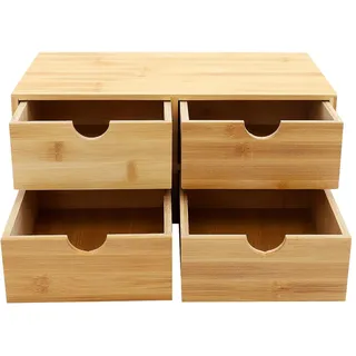 Schubladenbox Holz Schreibtisch Ablage Holz Schreibtisch Organizer Schubladen Organizer Bambus Aufbewahrungsbox mit 4 Schubladen Mini Holzkommode Tisch Bambus Schreibtischschublade 33x19x16cm
