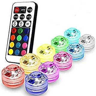 Afoosoo RGB Unterwasser LED Teelicht mit Fernbedienung - Multi Farbwechsel, Flammenlos, Rund, CR2032 Batteriebetrieben, Super Hell, Weiß/Warmweiß (3CM RGBW)