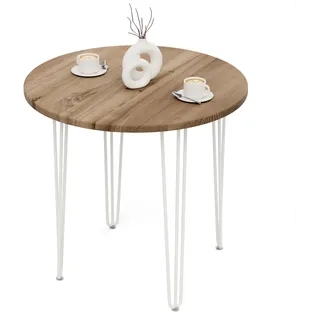 Tisch Rund 80 Cm Stärke: 28mm, Farbe: Nussbaum, Beine: Elfenbein