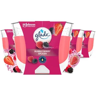 Glade Langanhaltende Duftkerze im Glas, Bubbly Berry Splash, bis zu 30 Stunden Brenndauer, 4er Pack (4x204 g)