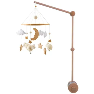 Baby-Mobile mit Sternen, Wolken & Schafen und DIY-Mobile-Halterung