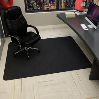 Stuhlmatten, Bodenschutzmatten, rutschfeste Schreibtischstuhlmatten, Bodenbelag, Hartbodenschutz, Gaming, Rollstuhlmatten für Zuhause, Büro, Holzböden (140 x 90 cm, schwarz)