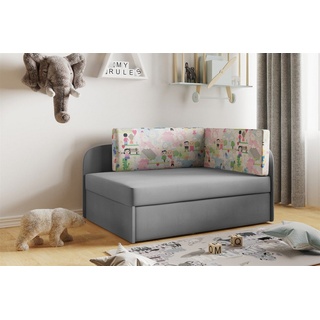 Fun Möbel Kindersofa Sofa Kindersofa Schlafsofa inkl. Bettkasten MAILO Seite Li o. Re, mit Schlaffunktion grau
