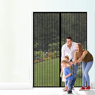 Yurun® Magnet Fliegengitter Tür Balkontür Insektenschutzrollo, Netz VorhäNge Full Frame Automatisches, für Balkontür Terrassentür, Schwarz 140x210cm