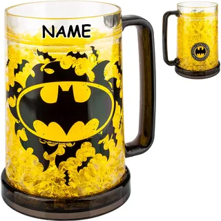 alles-meine.de GmbH 3D EIS Kristall Effekt - XXL großer - KÜHL Krug/Henkeltasse/Henkelbecher - Batmann - inkl. Name - 475 ml - Bierkrug - doppelwandig - Eiswürfel Kühlen - Ku..