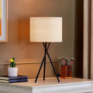 Tischlampe Soula Lindby, creme / amber, für Wohn- / Esszimmer, Kunststoff, Landhaus / Rustikal, Tischlampe - 26 cm - 26 cm - 52 cm