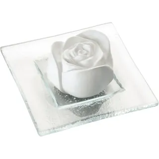 Primavera Aroma Duftstein Rosenblüte 2 STK - Keramik, Glasteller - Duftträger für ätherische Öle und Duftmischungen - Raumduft, Diffusor - Aromatherapie