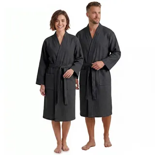 nyvi Bademantel NYVISpa Waffelpique Schwarz L