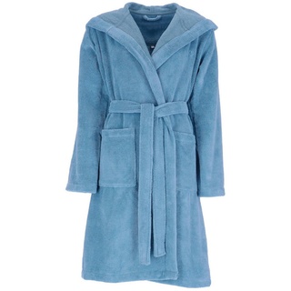 Bugatti Damenbademantel Damen Bademantel mit Kapuze, Romina, Baumwolle, hohe Markenqualität blau M | 104 cm