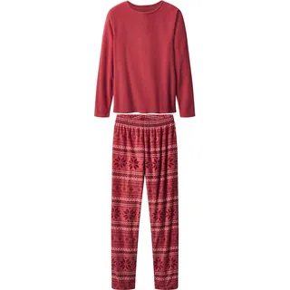 ESMARA® Damen Fleece-Pyjama (Rot, M(40/42))