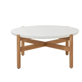 Dehner Portofino Beistelltisch Ø 80 x 37,8 cm Weiß/Hellbraun