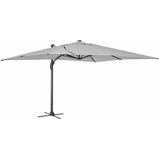 Sonnenschirm Vega aus Aluminium, quadratisch 3x3 m, hellgrau, 360° schwenkbar, mit Hülle