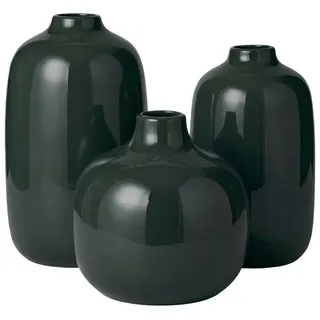 blomus Dekovase 3er Set -CEOLA- Blumenvase, Keramikvase: modernes Design (Set, 3 St., 3x Vase), widerstandsfähiges Keramik, Unikat, natürliches Design grau