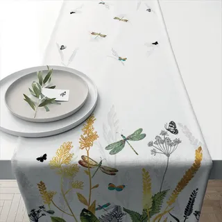 Ambiente Tischläufer Läufer Table Runner / 40x150 cm / Ornamental Flowers Gräser Pflanzenmotiv / Baumwolle