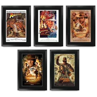 HWC Trading FR A3 Indiana Jones Saga Harrison Ford Geschenke Geduckter Poster Signiertes Autogramm Foto für Fans von Film Memorabilien - A3 Gerahmt