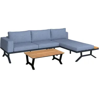 Ambia Garden Loungegarnitur Teakholz, Schwarz, Holz, Metall, Teakholz, Loungemöbel, Loungemöbel-Sets