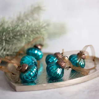 Bollywood Weihnachtskugel, Glas, türkis, 1"