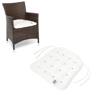 HAVE A SEAT Living Stuhlkissen - bequeme Sitzkissen 48x46 cm für Rattanstuhl - Premium Sitzauflage, orthopädisch, wetterfest, UV-Schutz (8/10), komplett waschbar bis 95°C weiß