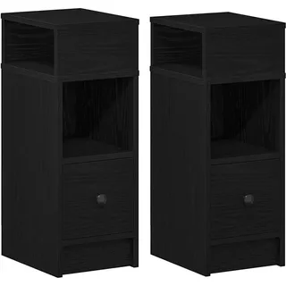 vidaXL Nachttische 2 Stk. mit Schublade Schwarz 25x31x66 cm