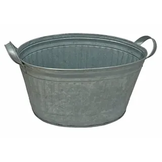 zeitzone Zink Blumentopf Oval Zinkwanne mit Griffen Pflanztopf Zinktopf Antik-Stil 35cm