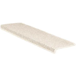 casa pura Stufenmatte in Sisal Optik - Treppen-Teppich Flachgewebe mit Tiger-Eye-Struktur robuster Treppenschutz - 65x23,5 cm - rechteckig - einzelne Treppenstufen Matte, Creme 1 Stück Kalkuta