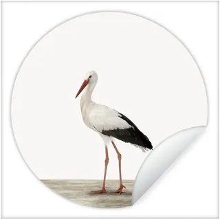 MuchoWow Wandsticker Storch - Vogel - Tiere - Jungen - Kinder - Mädchen (1 St), Runde Aufkleber für Wohnzimmer, Selbstklebend, 100x100 cm bunt 100 cm x 100 cm x 0.1 cm