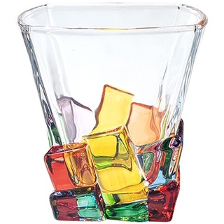 NLDGR Buntes Whiskyglas, Altmodische Trinkgläser, Bargläser, Perfekte Whisky-Geschenke, Kristall-Whiskygläser für Rum-Bourbon-Cocktail(C,2ST)
