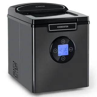 Klarstein Icemeister 2G Eiswürfelmaschine 12kg/24h LC-Display Edelstahl Schwarz-Metallic