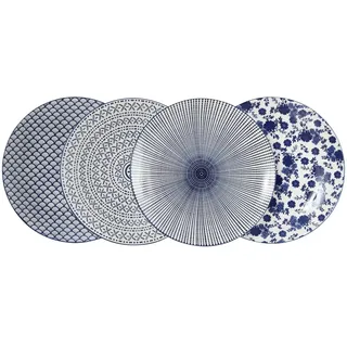 KHG Speiseteller 4er Set Vario ¦ blau ¦ Porzellan ¦ Maße (cm): H: 2,5  Ø: 26.5