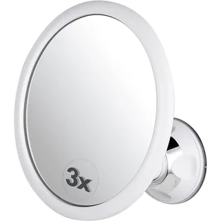 MIRRORVANA runder Duschspiegel 3-Fach Vergrößerung - beschlagfrei mit Saugnapf, bruchsicher und 360° schwenkbar für Rasur, 17 cm