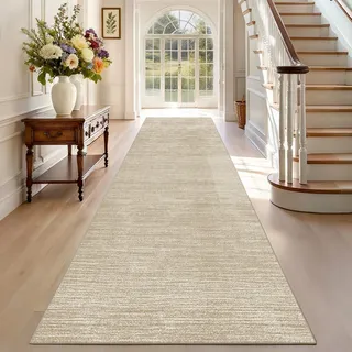 TEHWDAIYOU Teppich Läufer Flur rutschfest Waschbare Küchenteppich 120 x 370 cm Beige Teppichläufer Flur Lang Korridor Teppiche Läufer Flur Runner Kurzflor Teppiche für Eingang Wohnzimmer Bettvorleger