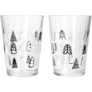 Ritzenhoff & Breker Weihnachtsbaum 2er Set Glühweingläser I 240ml, H 11cm I Tee-Glas mit Tannenbaum-Dekor in Schwarz & Weiß I Weihnachtsglas für Kaffee, Eierlikör & Co an Nikolaus & zum Advent