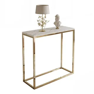 Lookway Konsolentisch MODERN LEVANTO mit goldfarbenem, verchromtem Gestell (1x Konsole), Breite 80/100 cm, Höhe: 80 cm, Tiefe: 30 cm 80 cm x 80 cm x 30 cm
