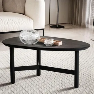 FineBuy Couchtisch Schwarz Massivholz 86 x 50 x 37 cm
