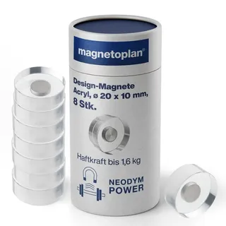 Magnetoplan Design-Magnete, Acryl, 20 mm 8 Stück