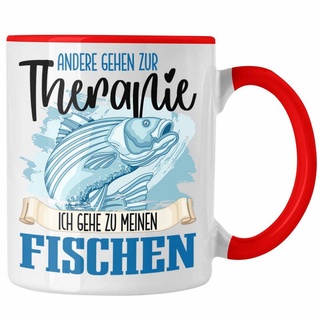 Trendation Tasse Trendation - Angler Tasse Geschenk für Fisch Besitzer Therapie Lustige rot
