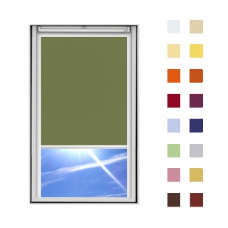 Dachfensterrollo guenstig nach Maß, Stoff Polyester, Farbe dunkelgruen, mit Kassette oder als Springrollo, weitere 120 Farben im Shop