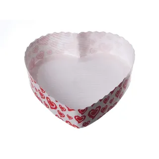 Pro DP 300 Einwegbackformen Herzbackformen Papierbackformen Einmal Backform Herz weiß mit Herzmotiv Herzform 13x3,5cm - Inkl. Verpackungslizenz in D.