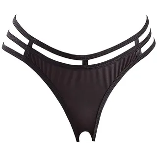 Orion Ouvert-String - verführerischer Mini-String für Frauen, mit Öffnung im Schritt und DREI Stretch-Bändern, high Waisted, schwarz (S/M) - S-M