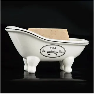 LuxusKollektion Seifenschale Seifenschale Keramik Mini Klauenfuß Vintage 14.2cm, Breite: 7.7 cm, 1-St. weiß