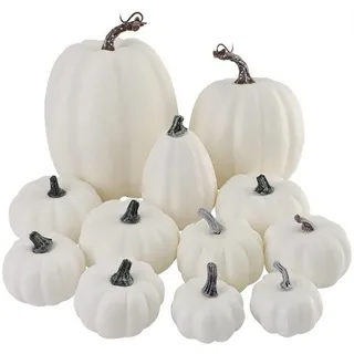 luxuskollektion Kürbisse Paket Herbst Thanksgiving Halloween Ernte Deko 12pcs Weiß